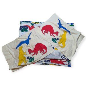 VIntage 90s Dinosaur Twin Bed 2 Flat Sheets and 2 Pillow Cases